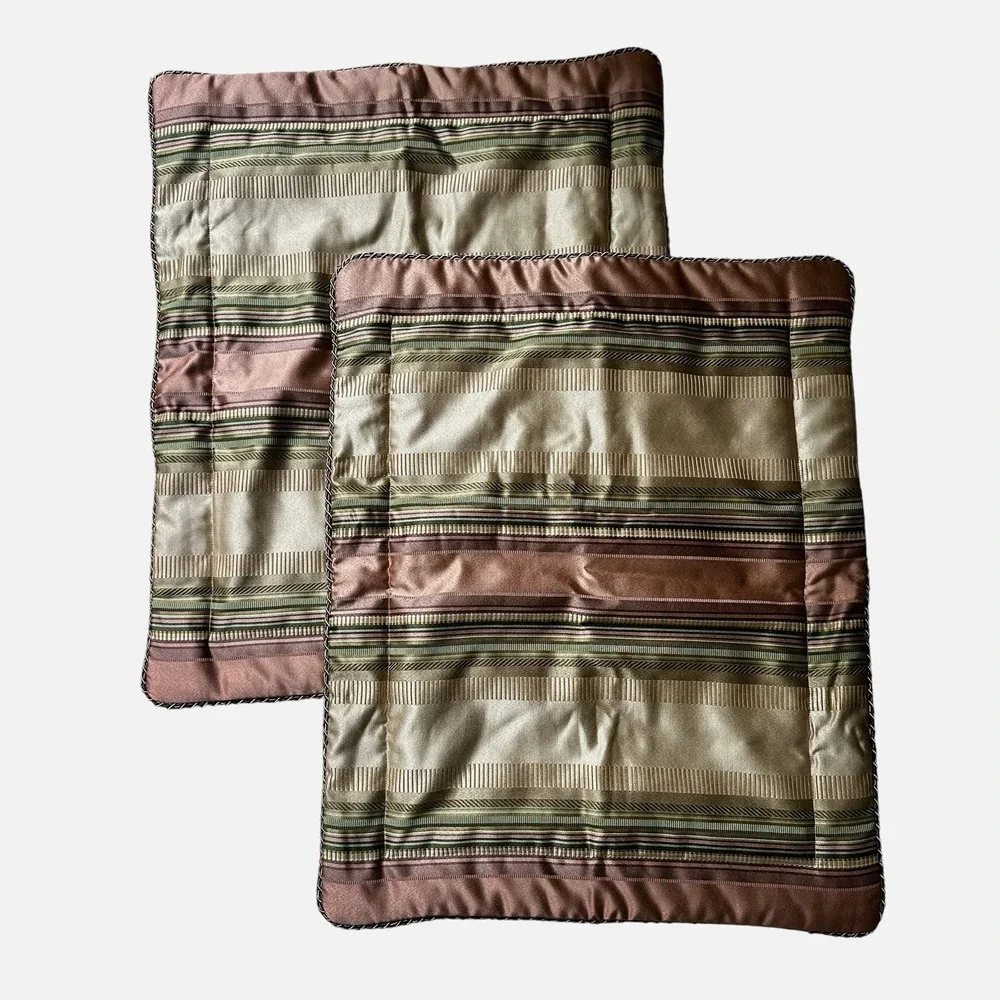 Croscill Standard 2 Pillow Shams 27x21 Inch Carrington Stripes Elegant Damask